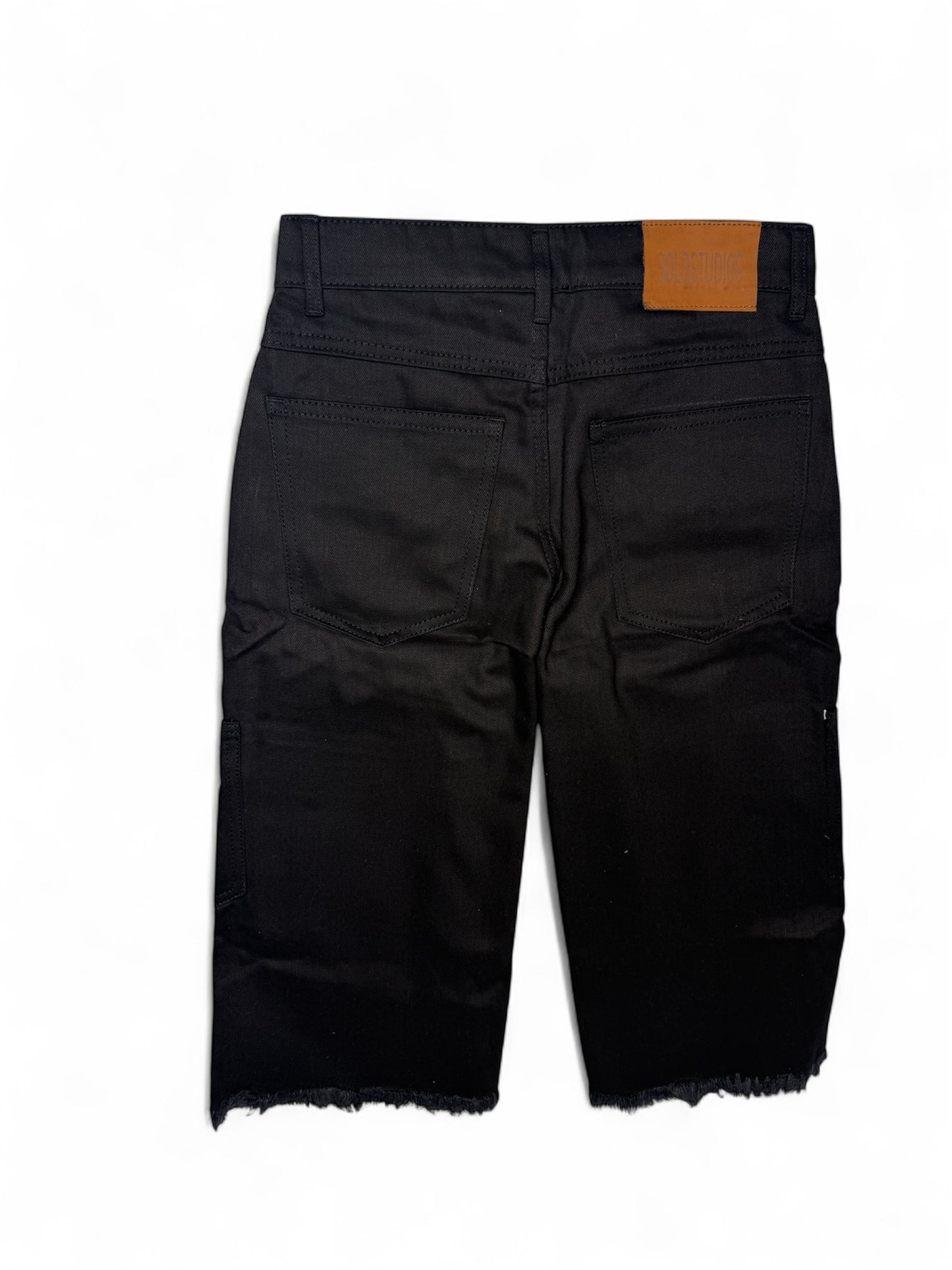 Black denim jean shorts.