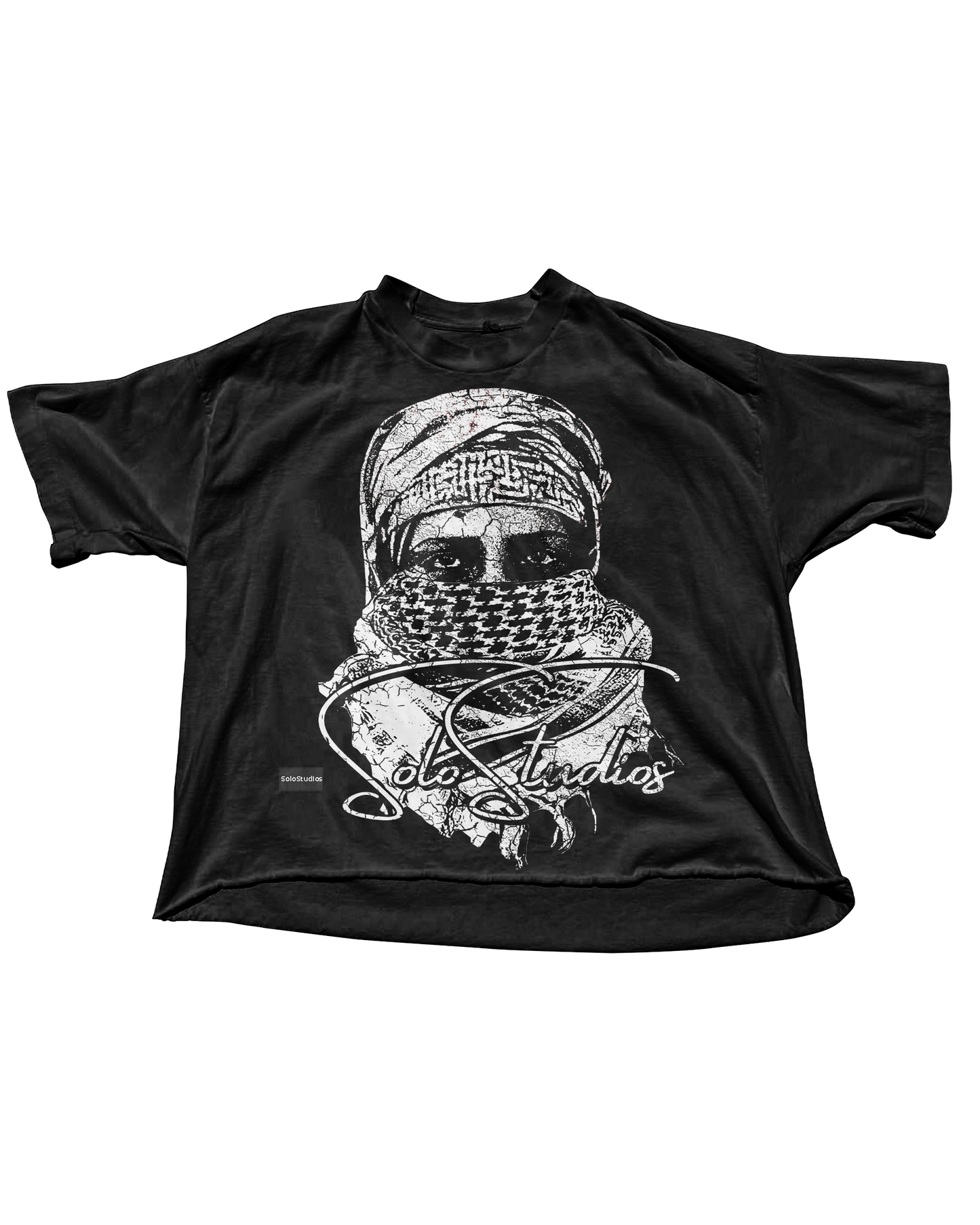Black Keffiyeh Cropped T-Shirt