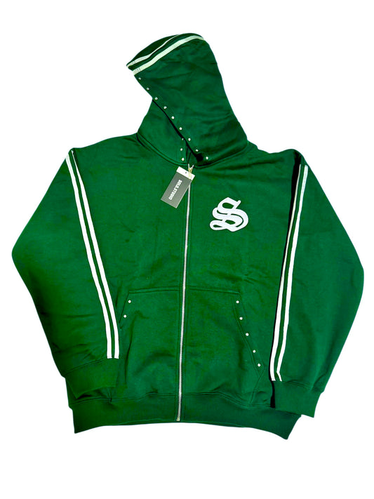 Green Rhinestone Zip Sweatsuit.