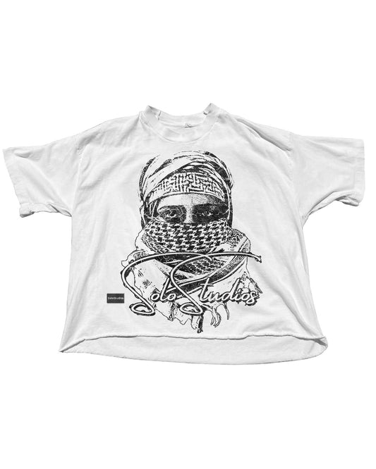 White Keffiyeh Cropped T-Shirt