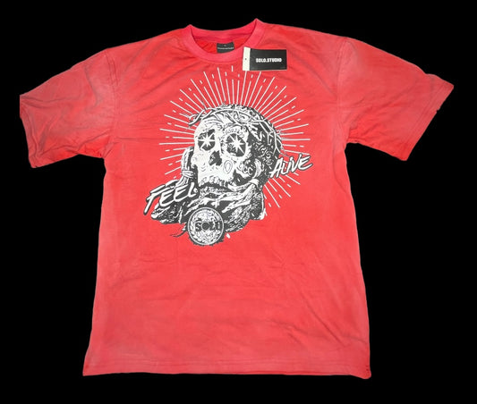 Red Acid washed T-shirt