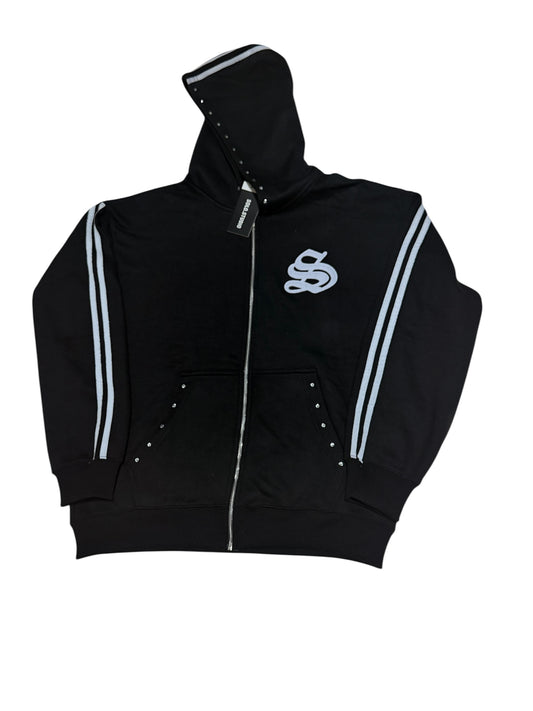 Black Rhinestone Zip Sweatsuit.