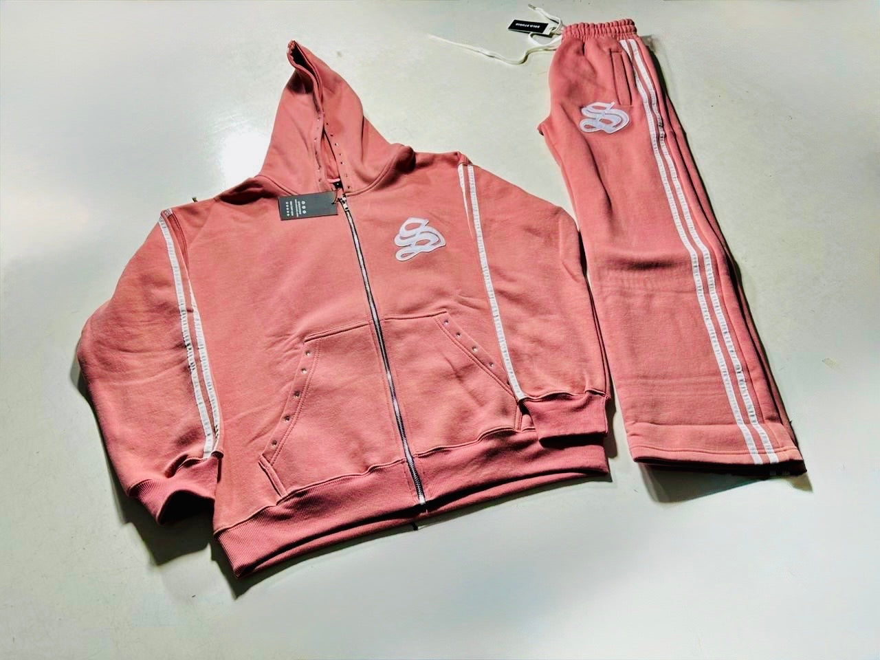 Pink Rhinestone Zip Sweatsuit.